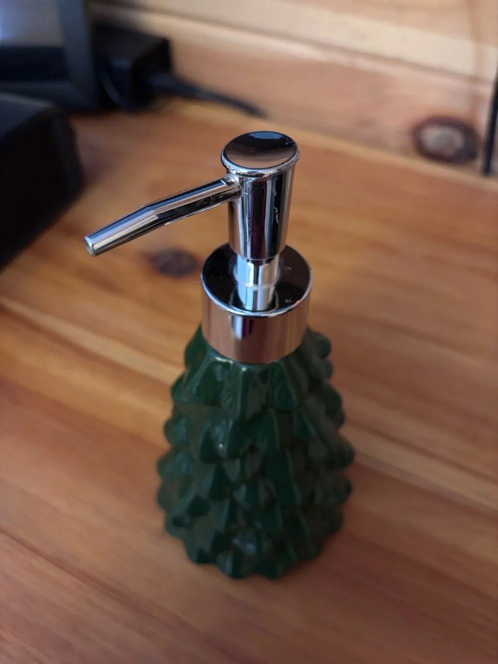 Green Tree-Shaped Ceramic Soap Dispenser